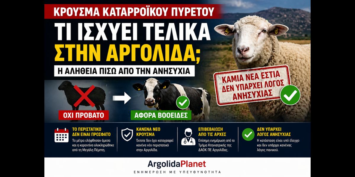 Τι ισχύει τελικά με το “κρούσμα καταρροϊκού πυρετού” στην Αργολίδα – Η αλήθεια πίσω από την ανησυχία