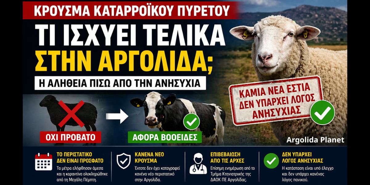 Τι ισχύει τελικά με το “κρούσμα καταρροϊκού πυρετού” στην Αργολίδα – Η αλήθεια πίσω από την ανησυχία